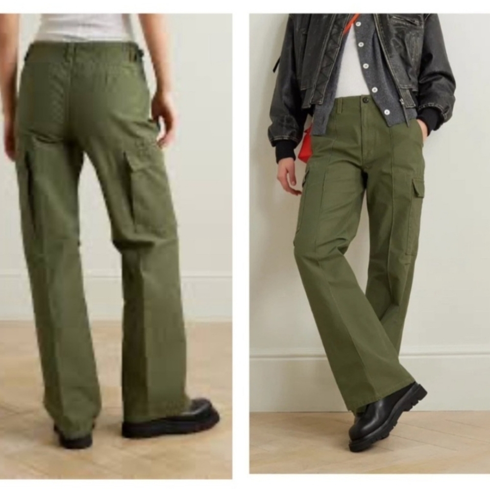 RE/DONE MILITARY Cargo, Bayleaf Green, Women’s Trouser Pant, Cotton, 27 Raw Hem